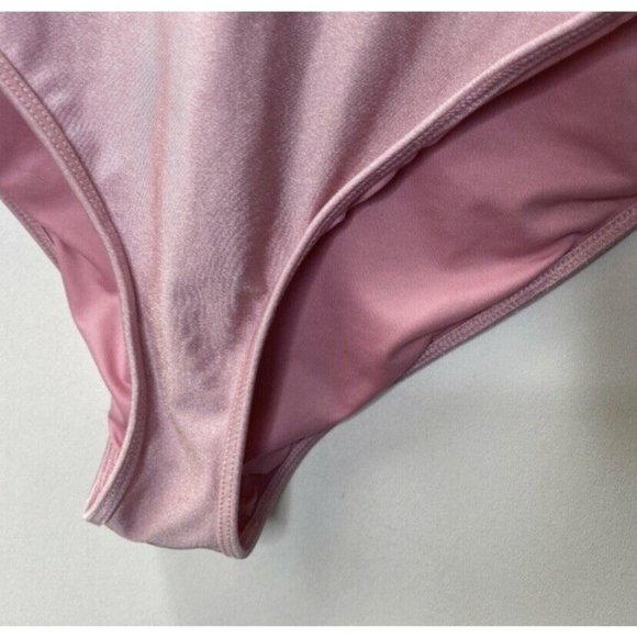 Forever 21 Plus One Piece Pink Good Vibes Mesh High Waisted Swimsuit Beach Sz 0X - Picture 4 of 6